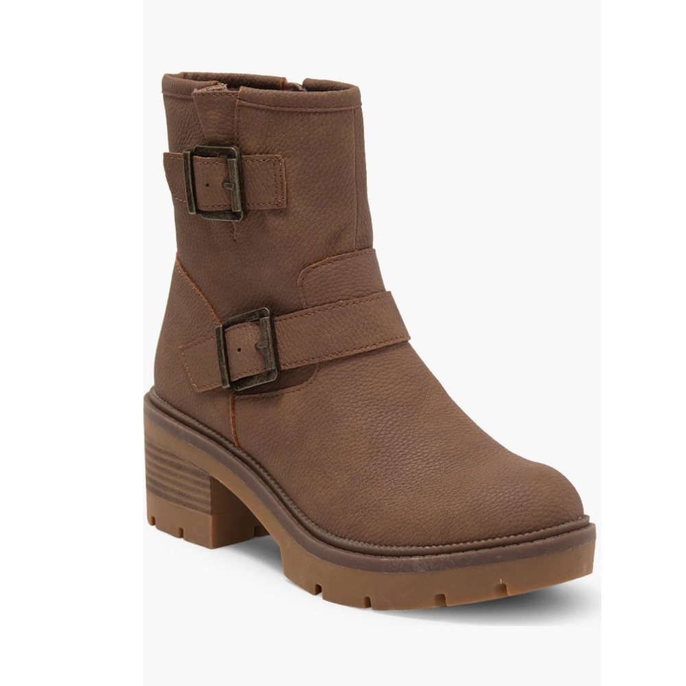 B.O.C. By Born Monica Platform Moto Boots Taupe Nubuck Women’s Size 10